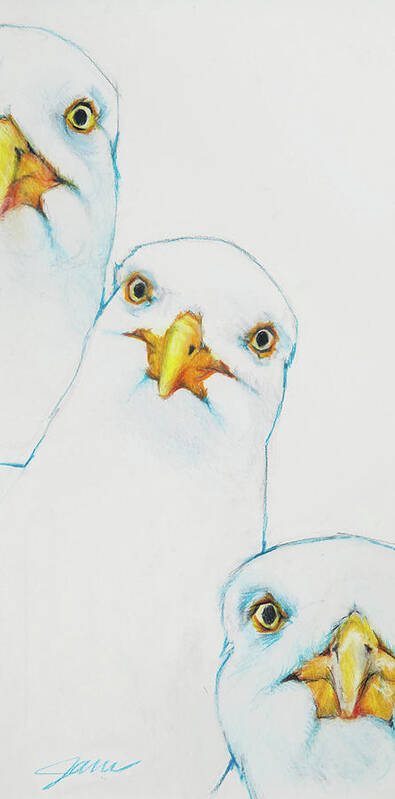 Seagulls Art Print featuring the mixed media Mine Mine Mine by Jani Freimann