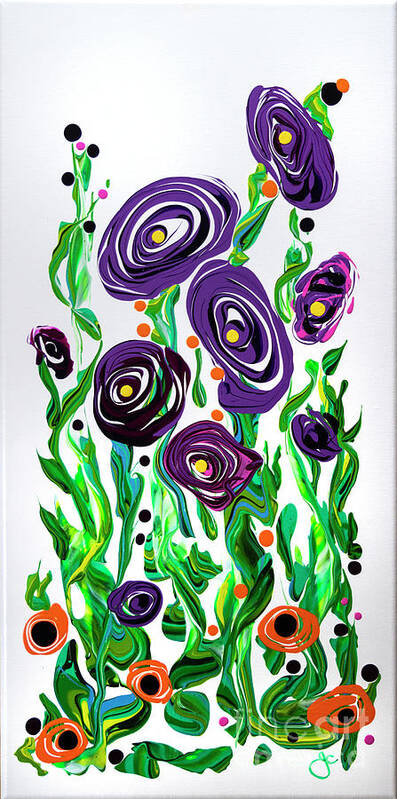 Mid Century Floral Painting Art Print featuring the painting Purple Passion 2 by Jane Crabtree