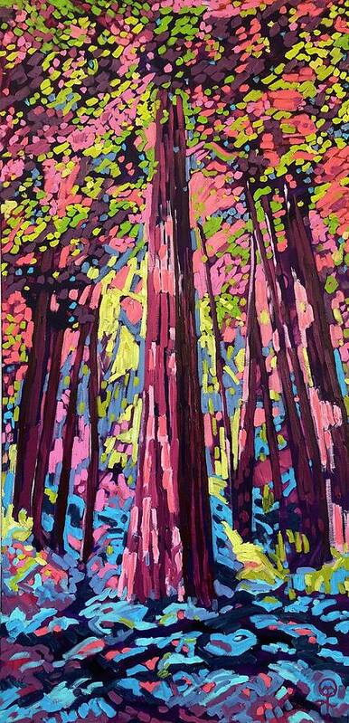 Redwood Majesty Art Print featuring the painting Redwood Majesty by Therese Legere