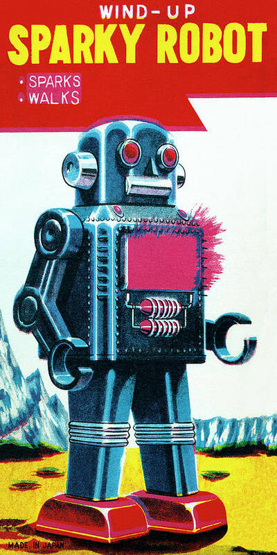 Vintage Toy Posters Art Print featuring the drawing Sparky Robot by Vintage Toy Posters