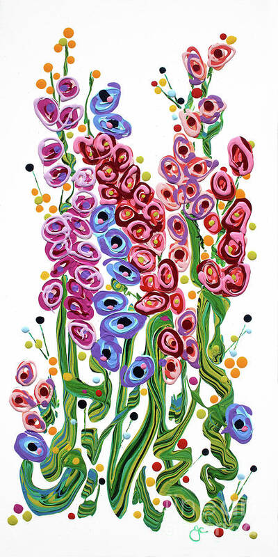 Fluid Painting Art Print featuring the painting Spring Flowers in Pink by Jane Crabtree