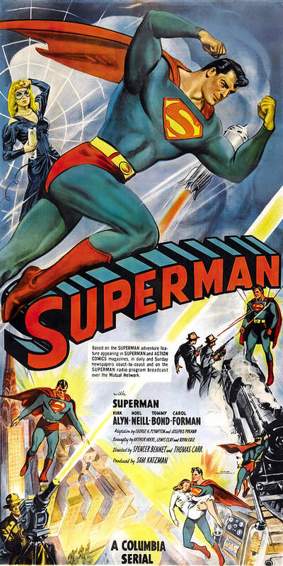 Superman Art Print featuring the mixed media ''Superman'', 1948 by Movie World Posters
