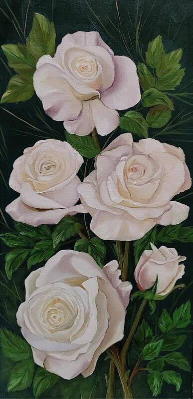 White Rose Painting Art Print featuring the painting White Rose Tower by Connie Rish