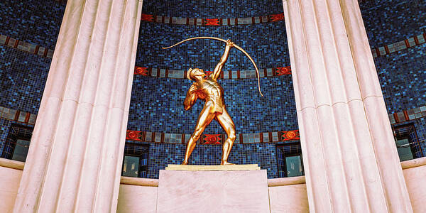 Dallas Tejas Warrior At The Hall Of State - Panoramic Format by Gregory Ballos