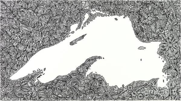 Drawing Art Print featuring the drawing Lake Superior by Larissa Osterbaan