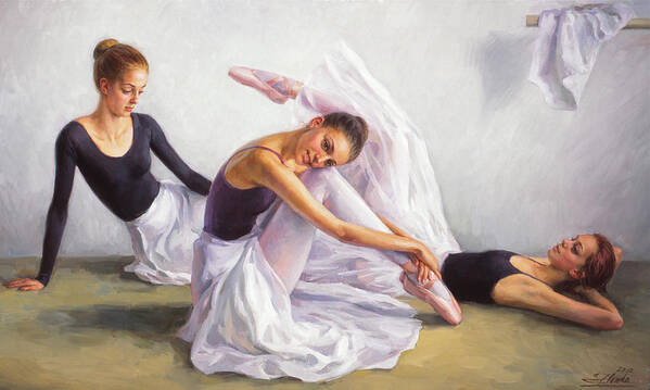 Ballet Art Print featuring the painting Ballet class by Serguei Zlenko