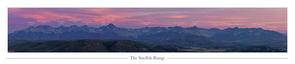 Sneffels Art Print featuring the photograph The Sneffels Range with Peak Labels by Aaron Spong