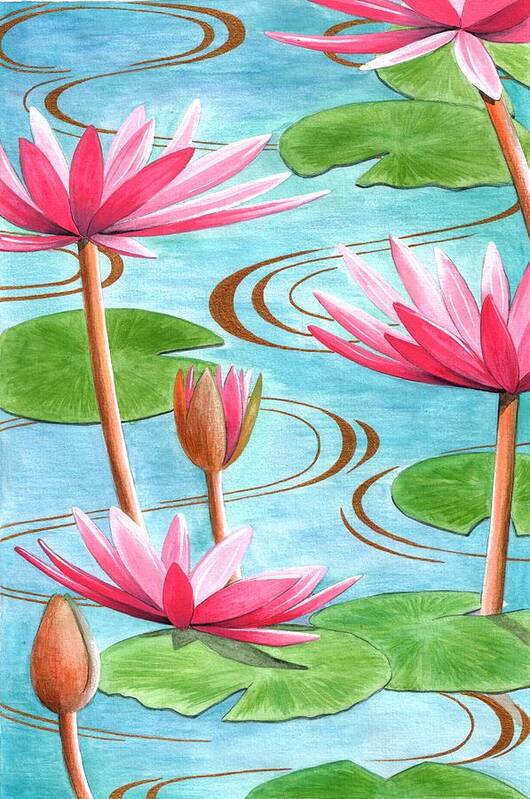Lotus Flower Art Print by Jenny Barnard