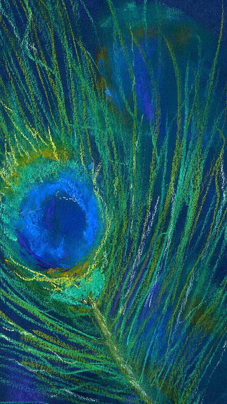 Peacock Art Print featuring the pastel Peacock Feather by Marilyn Barton