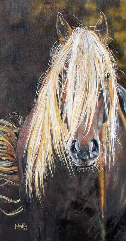 Wild Horse Mustang Equine Western Art Print featuring the painting The Feral by Melody Perez