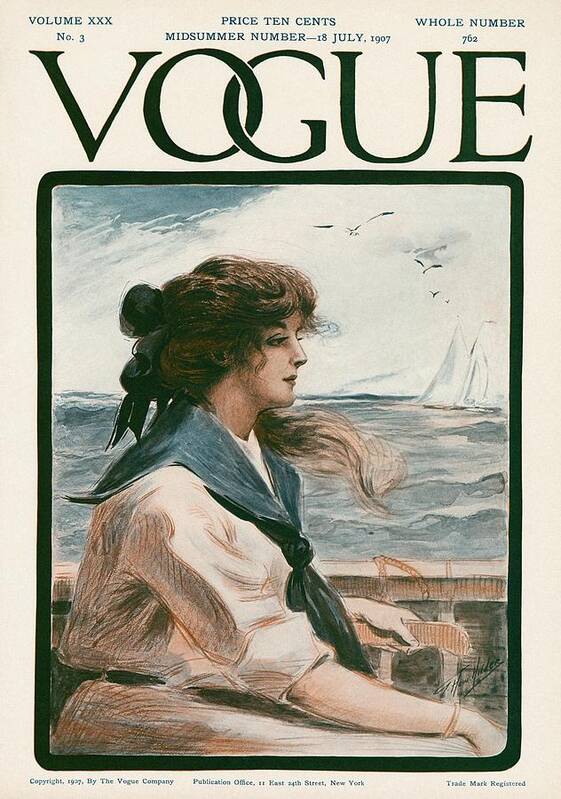 Illustration Art Print featuring the photograph A Vintage Vogue Magazine Cover Of A Woman #1 by G. Howard Hilder