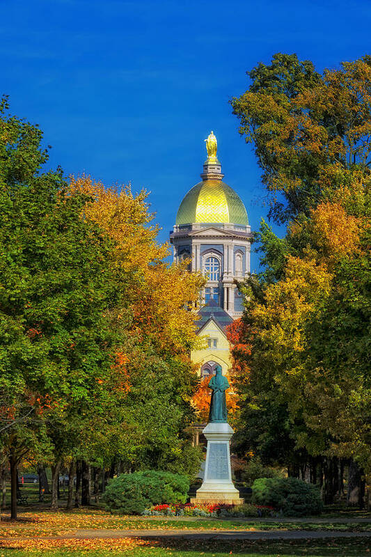 Notre Dame Art Print featuring the photograph Autumn on the Campus of Notre Dame #1 by Mountain Dreams