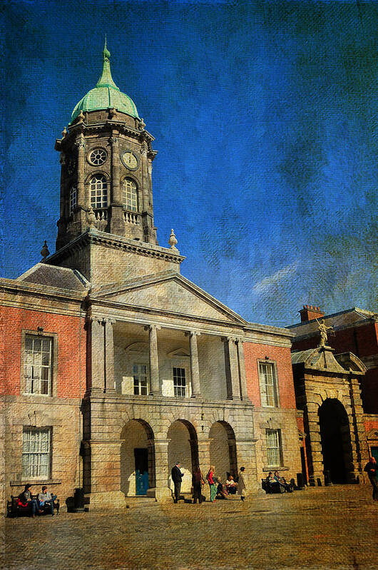 Ireland Art Print featuring the photograph Dublin Castle. Streets of Dublin. Painting Collection #1 by Jenny Rainbow