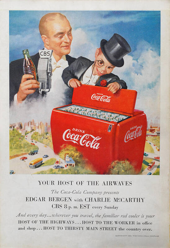 Edgar Bergen Art Print featuring the digital art Edgar Bergen Coca Cola #1 by Georgia Clare