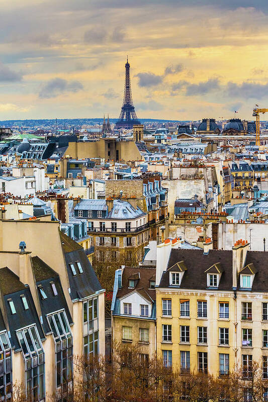 Scenics Art Print featuring the photograph Eiffel Tower And Paris Skyline, France #1 by Deimagine