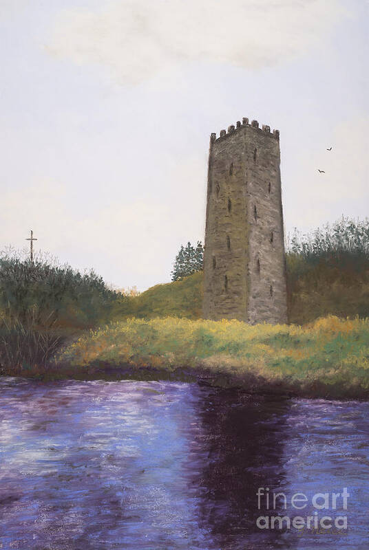 Tower Art Print featuring the painting Irish Tower #1 by Ginny Neece