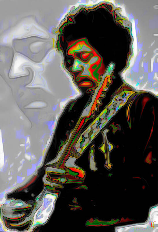 Jimi Hendrix; Jimi Hendrix Picture; Portrait Painting; Fine Art; Fine Art America; Fine Art Print; Figurative Art; Man; Modern Art; Music; Celebrity; Contemporary Art; Fli Art Print featuring the painting Jimi Hendrix by Fli Art