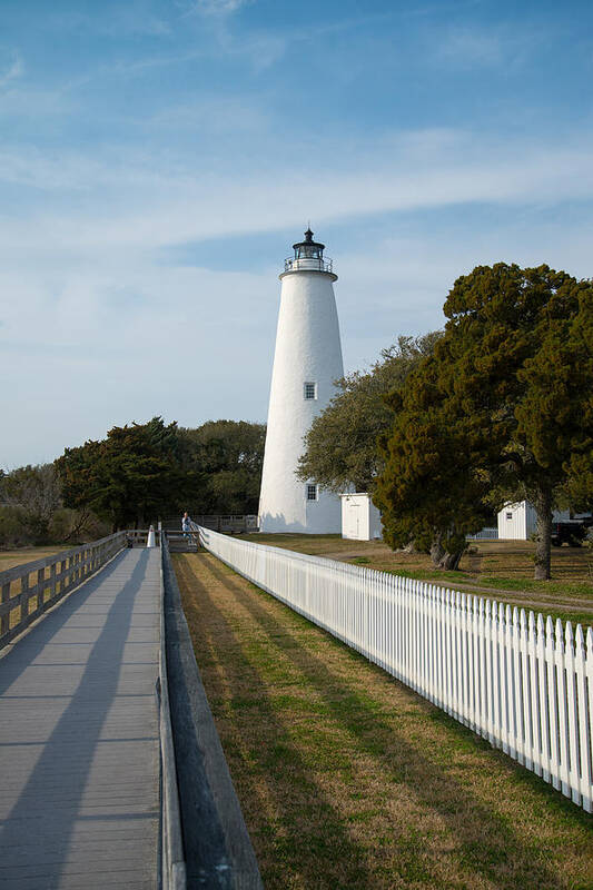 Orcracoke Island Art Print featuring the photograph Ocracoke Lighthouse #1 by Stacy Abbott