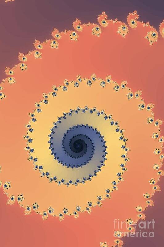 Fractal Art Print featuring the digital art Orange Fractal #1 by Henrik Lehnerer