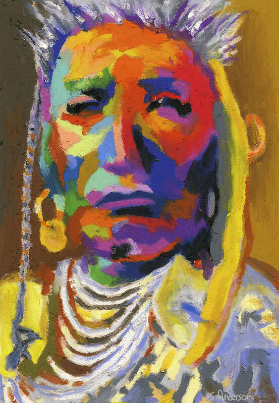 Indian Art Print featuring the painting Proud Native American II by Stephen Anderson