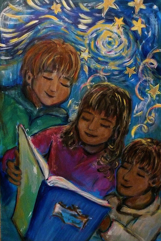 Children Art Print featuring the painting Story Time by Regina Walsh