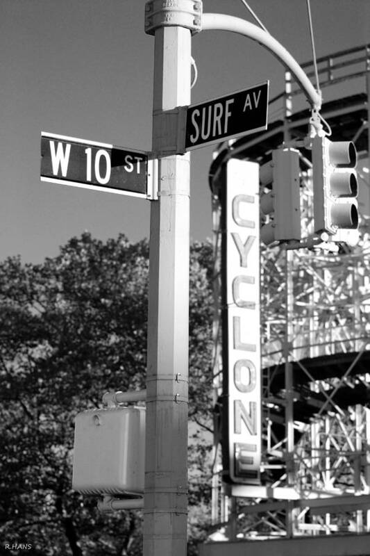 Brooklyn Art Print featuring the photograph 10th and SURF in BLACK AND WHITE by Rob Hans
