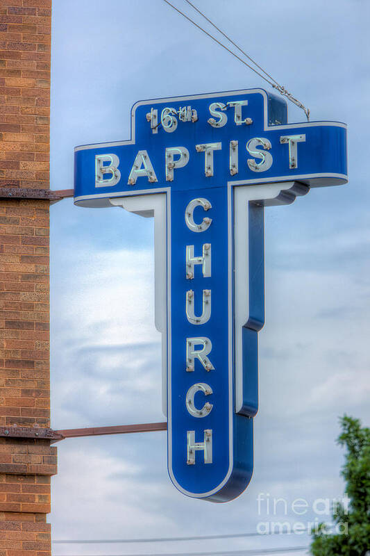 Clarence Holmes Art Print featuring the photograph 16th Street Baptist Church Sign I by Clarence Holmes