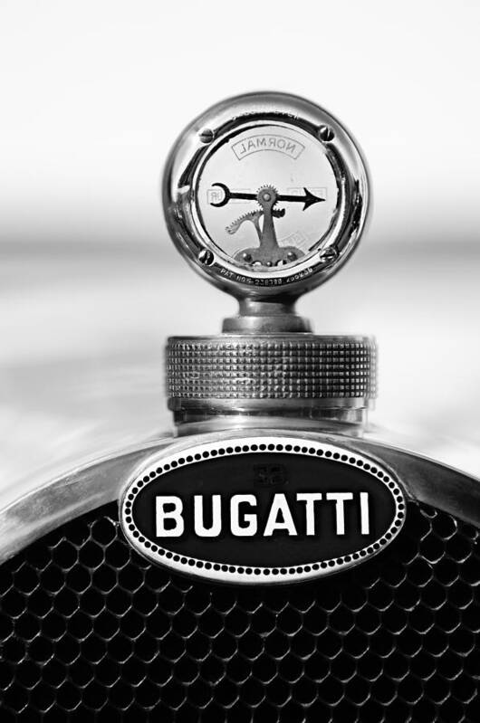 1928 Bugatti Type 44 Cabriolet Hood Ornament - Emblem Art Print featuring the photograph 1928 Bugatti Type 44 Cabriolet Hood Ornament - Emblem by Jill Reger