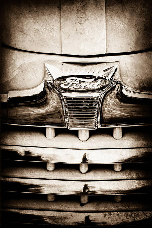 1947 Ford Deluxe Grille Grille Emblem Art Print featuring the photograph 1947 Ford Deluxe Grille Grille Emblem by Jill Reger