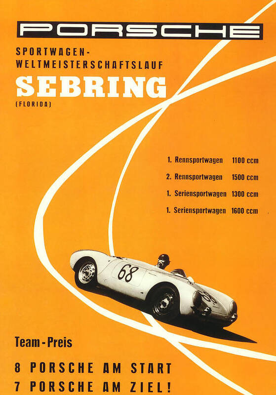 Sebring Art Print featuring the digital art 1968 Porsche Sebring Florida Poster by Georgia Clare