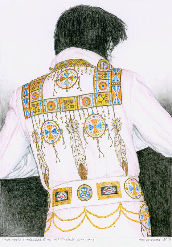 Elvis Art Print featuring the drawing 1975 Indian Chief Suit by Rob De Vries
