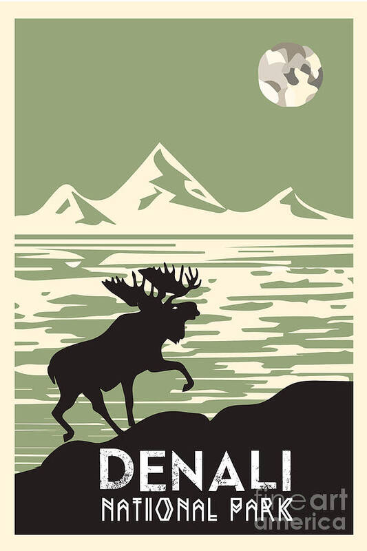 Mountain Art Print featuring the digital art Alaska Denali National Park Poster by Celestial Images