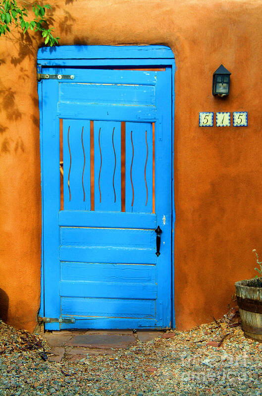 Blue Art Print featuring the photograph Blue Door in Santa Fe by Charlene Mitchell