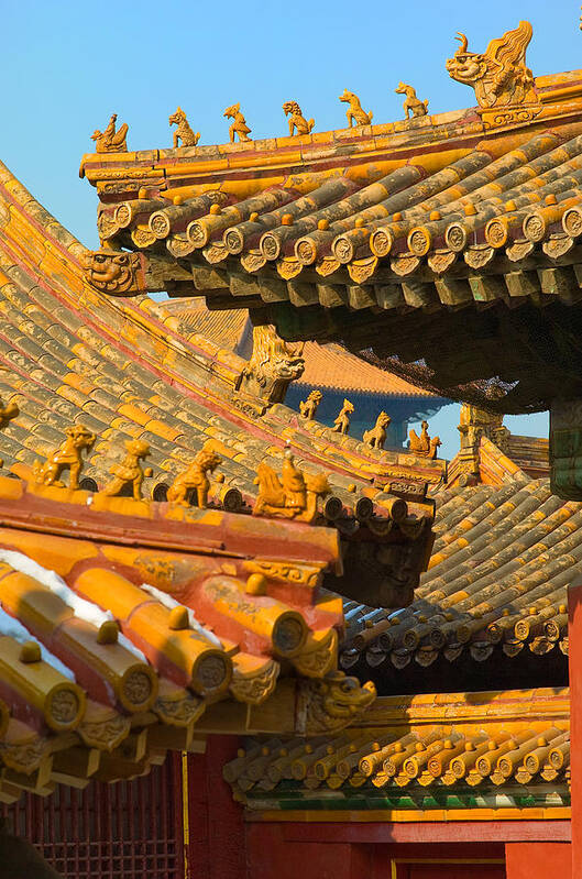 China Art Print featuring the photograph China Forbidden City Roof Decoration by Sebastian Musial