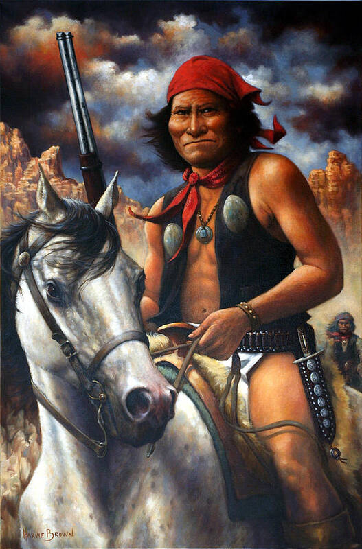 Apache Indians Art Print featuring the painting Geronimo #2 by Harvie Brown
