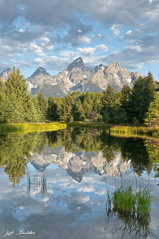 Awe Art Print featuring the photograph Teton Range Reflected in the Snake River by Jeff Goulden