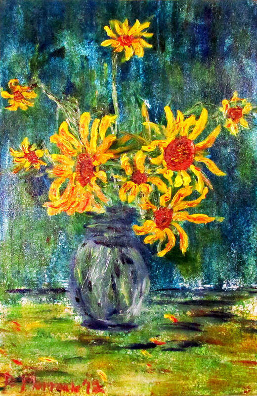 Sunflowers Art Print featuring the painting 2012 Sunflowers 4 by Denny Morreale