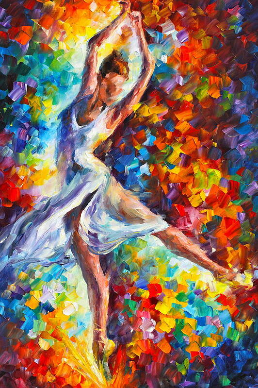 Ballet Art Print featuring the painting Candle Fire by Leonid Afremov