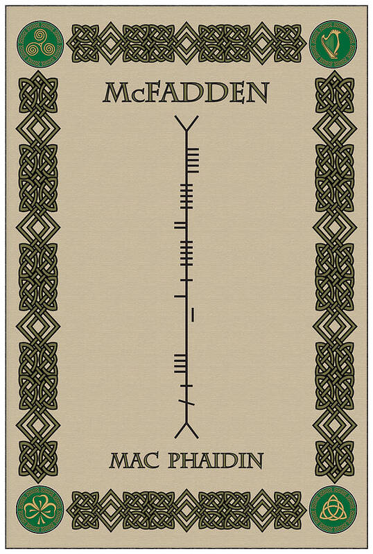 Mcfadden Art Print featuring the digital art McFadden written in Ogham #4 by Ireland Calling