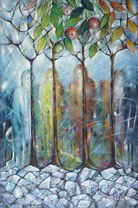 Winter Art Print featuring the painting 4 Seasons On Ice 061110 by Selena Boron