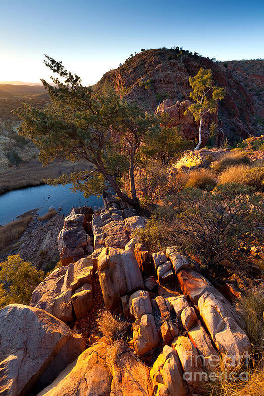 Glen Helen Gorge Outback Landscape Central Australia Water Hole Northern Territory Australian West Mcdonnell Ranges Art Print featuring the photograph Glen Helen Gorge #5 by Bill Robinson