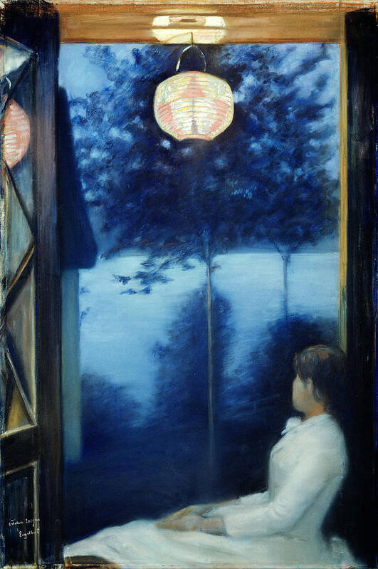 Oda Krohg Art Print featuring the painting A Japanese Lantern by Oda Krohg