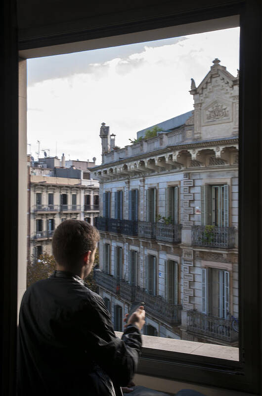 Boy Art Print featuring the photograph A View from our Window by Dubi Roman