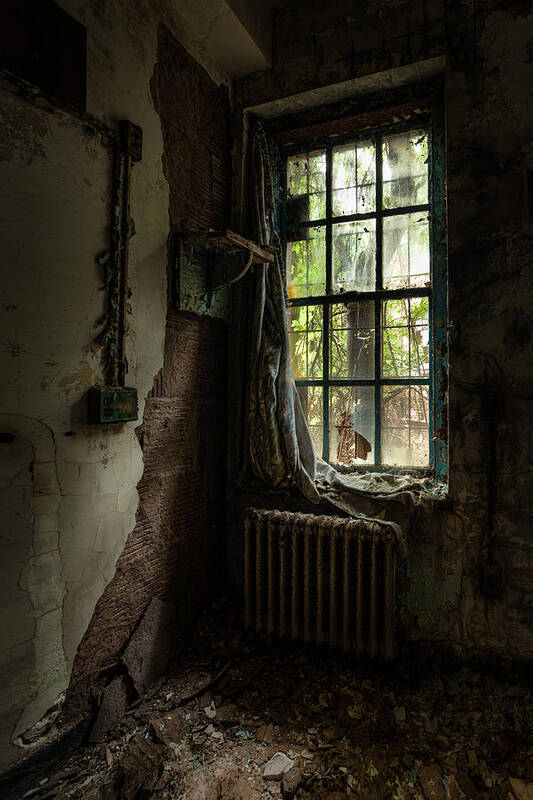 Windows Art Print featuring the photograph Abandoned - Old Room - Draped by Gary Heller