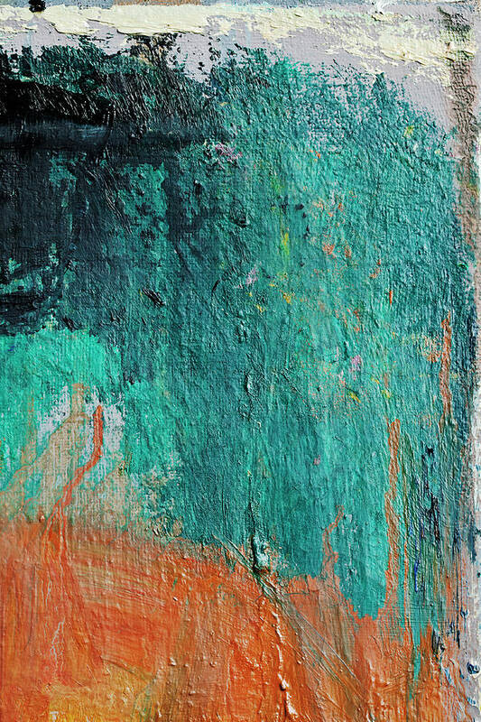 Oil Painting Art Print featuring the photograph Abstract Painted Green And Orange Art by Ekely