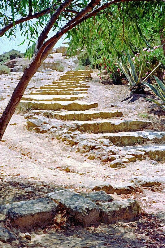 Agrigento Steps Art Print featuring the digital art Agrigento Steps by John Vincent Palozzi