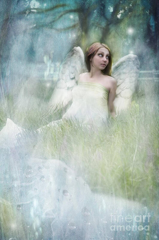 Angel Art Print featuring the photograph An Angel in my orchard by Ang El