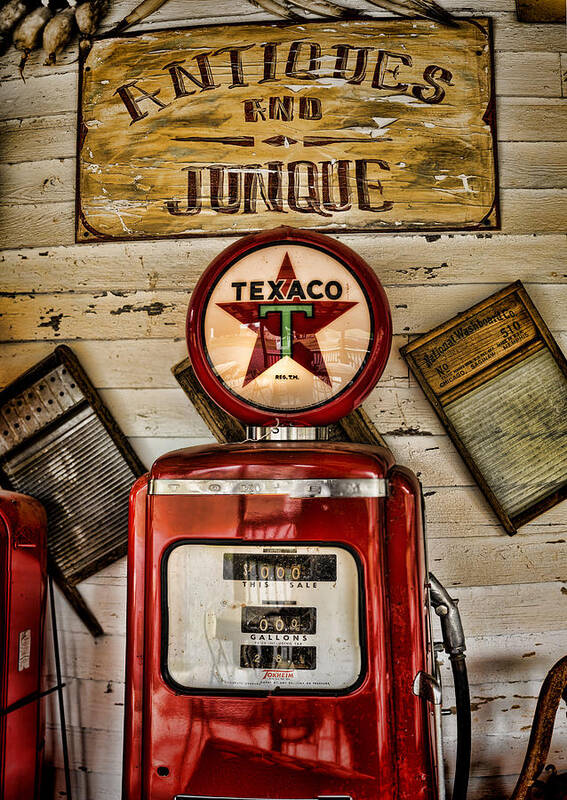 Gas Pump Art Print featuring the photograph Antiques and Junque by Heather Applegate