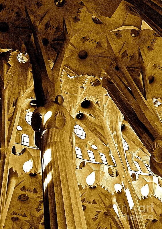 Sagrada Familia Photo Prints Art Print featuring the digital art Antoni Gaudi rythmes  by Delona Seserman