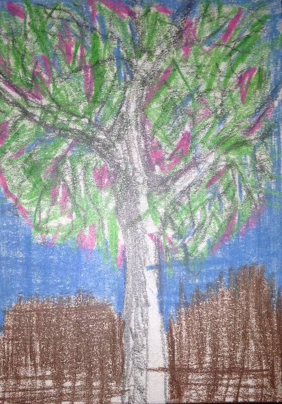 Tree Art Print featuring the drawing Apple Tree by Erika Jean Chamberlin